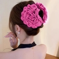 Elegante pinza per capelli a forma di rosa in tessuto rosa per acconciature - Rosa Rosso