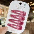 Set de 4 clips para el cabello de acrílico con purpurina rosa en tarjeta de cartón - Rosa Roja