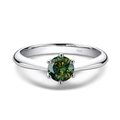 Elegant S925 sterling silver ring featuring a classic six-prong set green moissanite stone - US 5 / Dark Green (1ct)