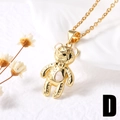 Charming gold-plated bear pendant necklace with pink enamel details on a fine link chain - D-Enamel Bear