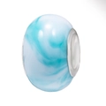 Blue and white swirl resin bead with silver metal core for DIY jewelry bracelets - Blue and White Swirl Style (008)
