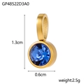 Golden stainless steel round birthstone pendant with blue crystal charm for DIY jewelry - Gp48522d3a0.(13cm*0.6cm)