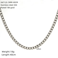Classic 5mm silver cuban link chain necklace in 304 stainless steel, 40cm length - 5MM Width - 40CM Length - Steel Color (SN712S)