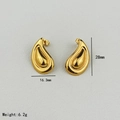 18K gold plated stainless steel teardrop studs with 925 silver posts measuring 28mm - Waterdrop Shape (GDX07-3)