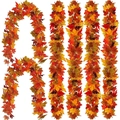 5.7ft Artificial fall maple leaf garlands with vibrant orange and red autumn colors - Style B Maple Leaf / 1 Piece