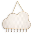 Cloud-shaped gold metal wall grid organizer with 8 hooks for jewelry display - Cloud Shape (WG-004)