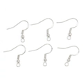 Detailed view of silver-plated U-shaped ear hooks with beads and spring coils for DIY - With Bead White K