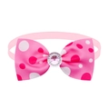 Charming pink polka dot pet bowtie collar with a sparkling rhinestone centerpiece - Pink Polka Dot with Rhinestone