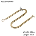Detailed view of a 1.8cm wide golden Cuban link necklace with an OT toggle clasp design - XL30844D0W0 (Cuban Chain with OT Buckle)