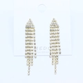 Sparkling long tassel earrings with white rhinestones and golden S925 silver posts - Gold - Triangle Head 5 Tassels