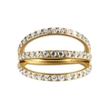 Triple-row gold nose ring with pave-set white cubic zirconia stones in stainless steel - #4-Triple Row Pave Zirconia / 1.2*8mm / Gold