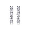 Elegant S925 sterling silver hoop earrings with sparkling moissanite stones on white background - Silver - Style E13006 (3.0mm * 10 Pcs/Pair)