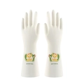 White latex kitchen cleaning gloves with squirrel print and long sleeves for housework - S (Palm Width <7.5cm) / Dog Pattern (70g)