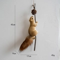 Climbing squirrel ornament on wood branch with pine cone, size 45x17cm, brown faux fur - Large Squirrel Climbing Pole