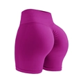 Women's high-waisted seamless scrunch butt yoga shorts in vibrant magenta pink - S / Dragon Fruit
