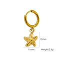 Golden starfish pendant earring with 14K gold plating and 12mm minimalist hoop design - E10 Polished Sea Star