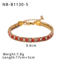 18k gold plated stainless steel bracelet with red and white zircons in a double woven style - Red and White Zirconia Style (NB-B1130-5)