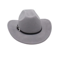 Cappello da cowboy grigio chiaro con fascia in pelle nera e fibbia d'argento - Grigio [Cintura Nero Argento]
