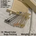Lot de 10 épingles de nourrice à strass en or, argent et or rose pour ajuster la taille - Lot de 10 / Zirconia Latéral Mixte