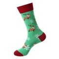 Grüne Weihnachts-Wadenstrümpfe mit Rentier- und Schneeflocken-Strickmustern - Grüner Elch Schneeflocke Stil (1231)