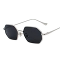 Rectangle silver metal sunglasses with black lenses for women and men in a trendy style - Silver Frame Black Grey Lens