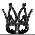 Gothic style black metal crown ring with sparkling black rhinestones for cake decoration - Mini Few Rhinestones Black