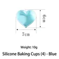 Blue heart-shaped silicone baking cup measuring 7cm x 6cm for cake molding - Heart Shape-Blue