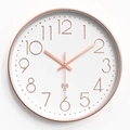 Moderne 12-inch radiogestuurde wandklok met roségouden frame en witte wijzerplaat - Roségoud-Radiografisch