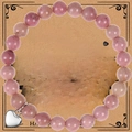 Pulsera de cuentas de piedra rosa con colgante de corazón de plata y tarjeta - Pulsera de Piedra de Veta de Madera Roja