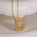 Gold-plated letter D pendant necklace with sparkling cubic zirconia on a box chain - Letter D (Box Chain)