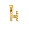 Polished gold-plated stainless steel necklace with sparkling zircon paved letter H pendant - Letter H (SP148G-H)