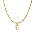 Golden titanium steel necklace with sparkling crystal encrusted letter E pendant - Letter E / Gold