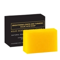 Handmade lemon and turmeric kojic acid soap with collagen in a premium black packaging box - 65g (No.7 English Black Box)