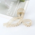 Champagne gold translucent bow hair claw clip with elegant minimalist resin design - Beige