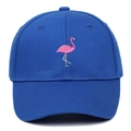 Casquette de baseball en coton bleu roi avec broderie flamant rose et couronne - Bleu