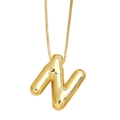 3D balloon letter N pendant necklace in 18K gold plated copper with box chain - Letter N
