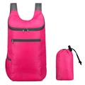 Foldable rose red lightweight travel backpack with matching compact storage pouch - Rose Red