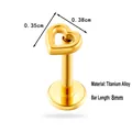 Gouden titanium hart piercing met 8mm platte achterkant voor lip en kraakbeen - Kleine Hartversie (0.35cm x 0.38cm) / Goud