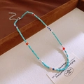 Bohemian beaded necklace with turquoise stones and colorful accents on a tray - 47# Blue Bead Style