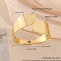 2.8cm wide 18K gold plated stainless steel chunky cuff bracelet with polished finish - Real Gold Plated Extra Wide Bangle (NV06-4)