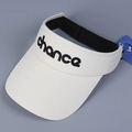 White knitted sports sun visor hat with chance embroidery and adjustable black elastic band - M(56-58cm) / Beige