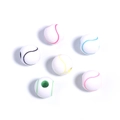 Detailed view of six colorful acrylic tennis ball beads for DIY jewelry making and crafts - White+Colorful Tennis