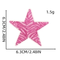 Detail view of pink star embroidered patch showing size 6.3cm and 1.5g weight info - Pink Star Patch 12#