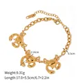 Gold titanium steel crab bracelet with chunky link chain for women fashion jewelry - Gold