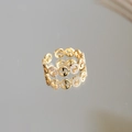 Gold plated open ring with cubic zirconia circle design on a grey reflective surface - Gold Double G Interlocking Row Zirconia Style