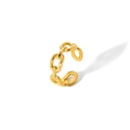 Bague ouverte ajustable en acier inoxydable plaqué or 18K avec maillons cubains - Conception de Texture à Chaîne Épaisse (TR4008-G)