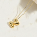 Polished 14K gold plated necklace with 3D letter N initial pendant on delicate chain - Letter Z
