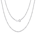 Authentic S925 sterling silver Figaro bead chain necklace in silver finish on white background - 2mm Shiny Bead Chain / 51cm-60cm (Inclusive)
