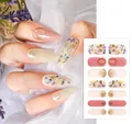 Detailed view of floral nail wraps set YS-005 with lavender and glitter accents - YS-005 (Purple Flower Butterfly)