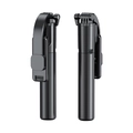 Foldable black selfie stick tripod with compact integrated design for mobile phones - Black Extended 93cm Without Light (Z5)